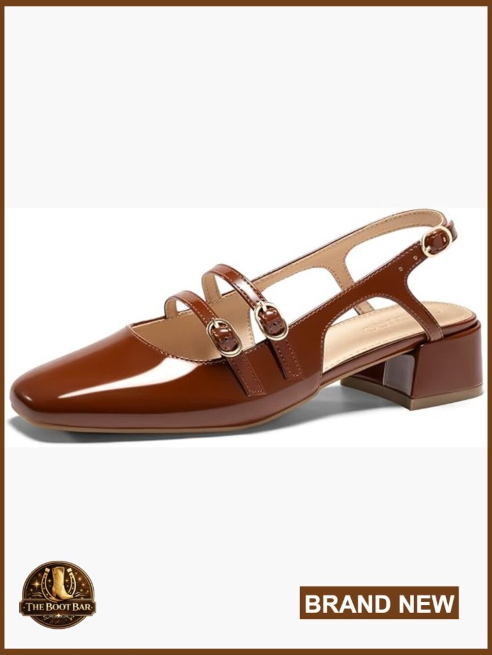 Women's Mary Jane Chunky Low Heels Slingback Pumps Closed Square Toe